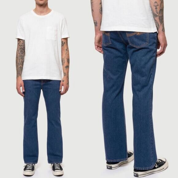 NWT NUDIE JEANS Hazy Hank Slim Fit Bootcut Men's Jean Size 31 x 30 True Blue - Picture 1 of 8